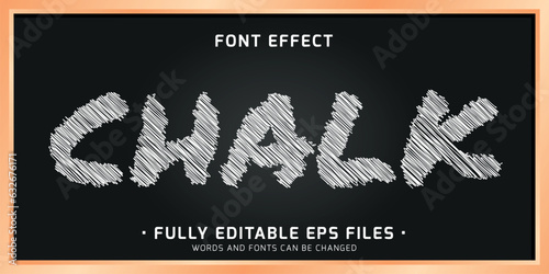 Chalk on blackboard editable vector text effect