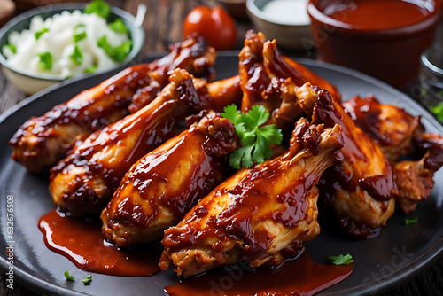 baked chicken wings in barbecue sauce