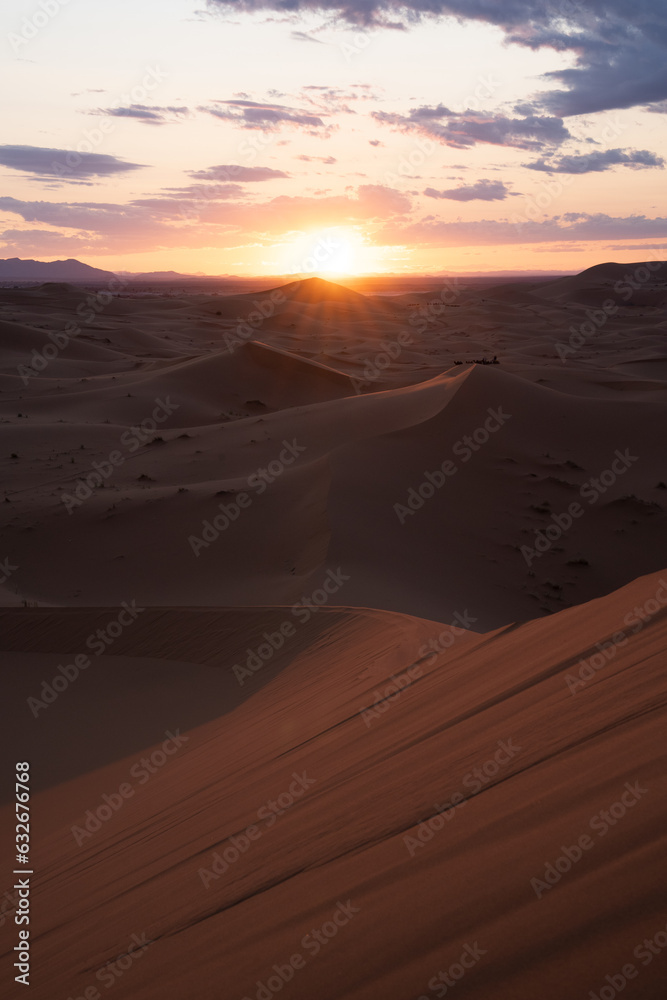 Sahara Morocco: Majestic desert expanse, offering golden dunes, captivating landscapes, and an enchanting experience under the starlit desert skies. High quality photo Sahara Morocco: Majestic desert expanse, offering golden dunes, captivating landscapes, and an enchanting experience under the starlit desert skies. High quality photo
