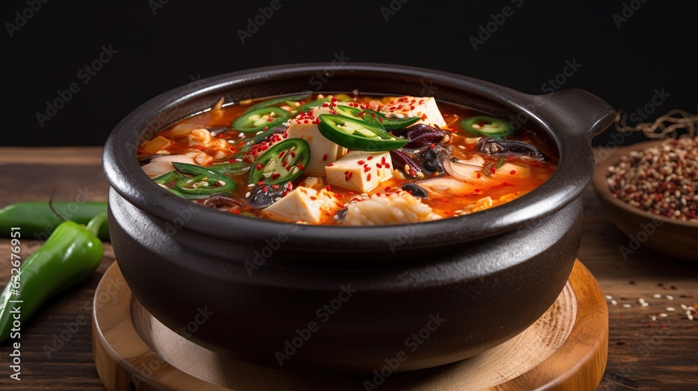Invigorating Kimchi Jjigae Steaming Hot Bowl of Spicy Korean Stew with ...