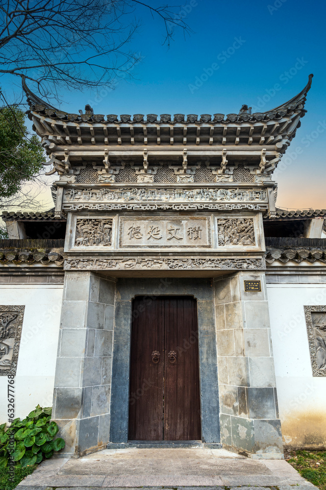 Traditional Chinese folk building stone courtyard gate Traditional Chinese folk building stone courtyard gate