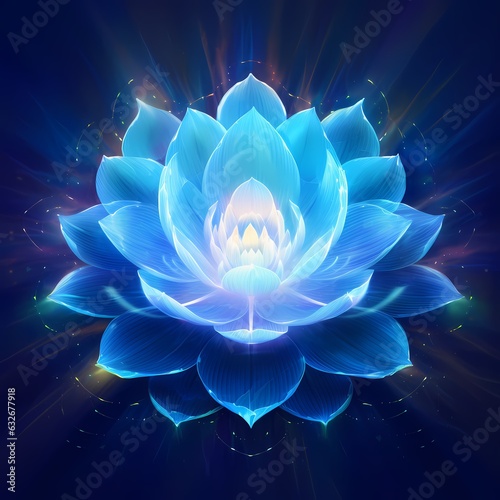 beautiful blue lotus spiritual background, generated ai
