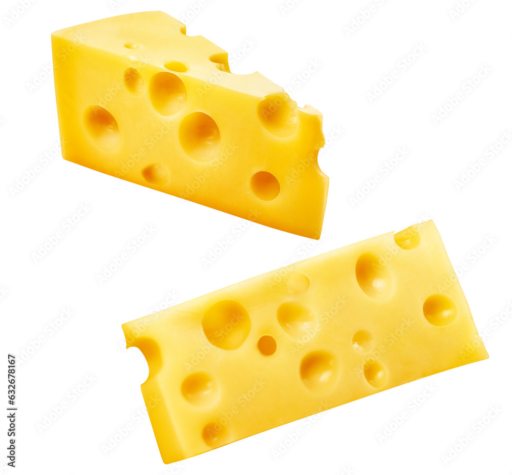 conjunto de pedaços de queijo suíço isolado em fundo transparente - queijo amarelo com furos conjunto de pedaços de queijo suíço isolado em fundo transparente - queijo amarelo com furos