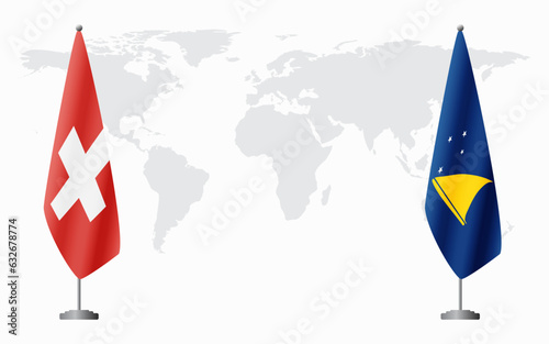 Switzerland and Tokelau flags for official meeting photo