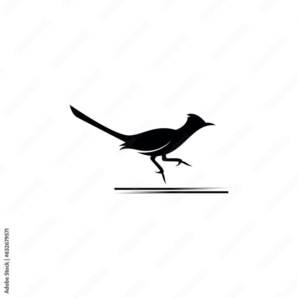 Obraz premium road runner bird logo silhouette vector