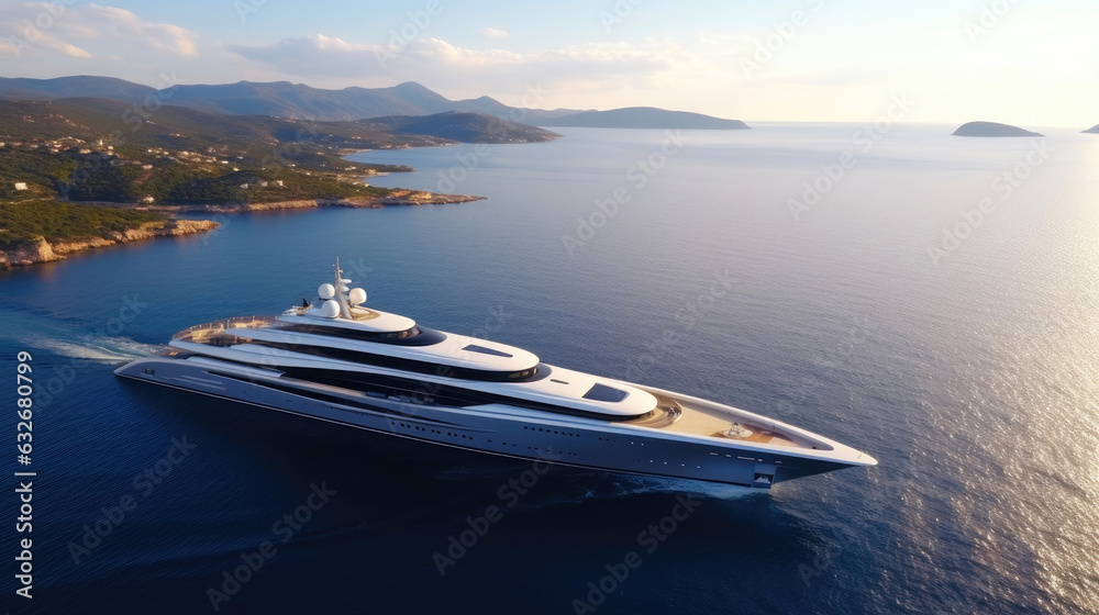 Sailing in Style: A Beautiful Silver Megayacht Seen from Above