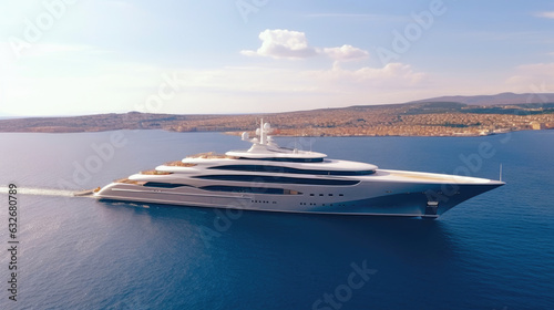 Awe-Inspiring Bird's-Eye View of a Super Long Silver Luxury Yacht
