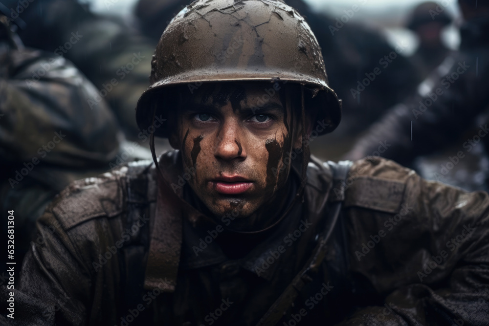 Rainy Battlefield: Troops in WW2 Mud and Fire
