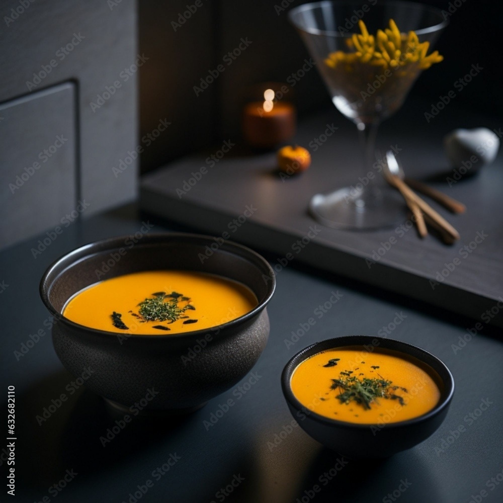 Autumn Pumpkin Soup photography, generative ai Autumn Pumpkin Soup photography, generative ai