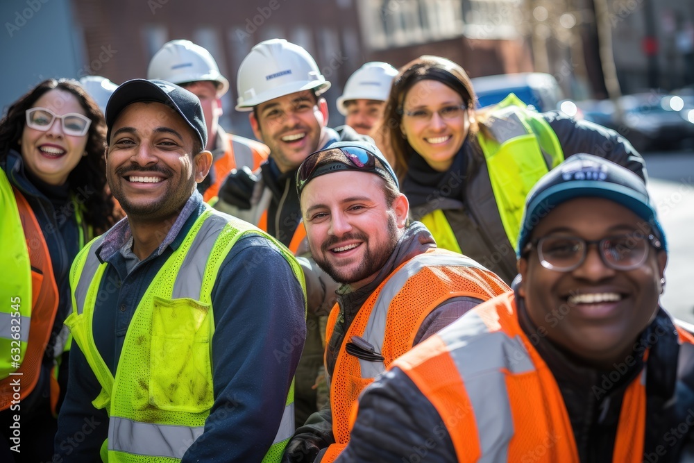 Diverse group of sanitation workers working in New York Diverse group of sanitation workers working in New York