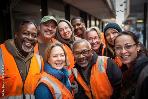 Diverse group of sanitation workers working in New York
