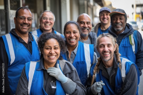 Diverse group of sanitation workers working in New York