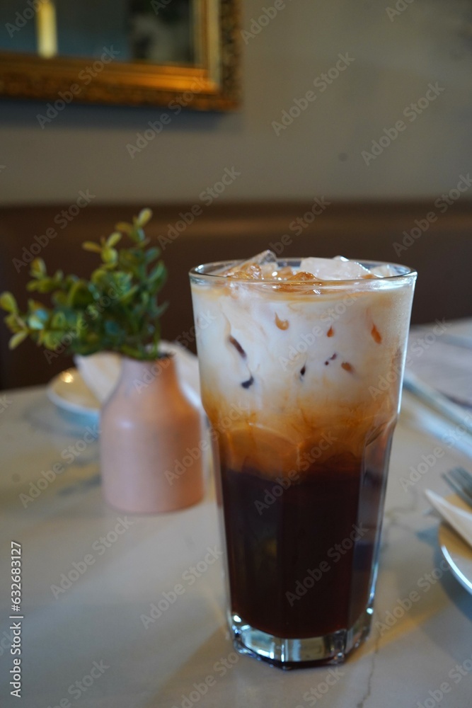 Thai iced tea in glass, milk tea Thai iced tea in glass, milk tea
