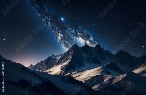 mountain with starry sky milky way in the background