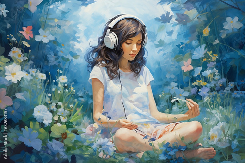 Harmony of Serenity: A Young Soul Embracing Musical Refuge