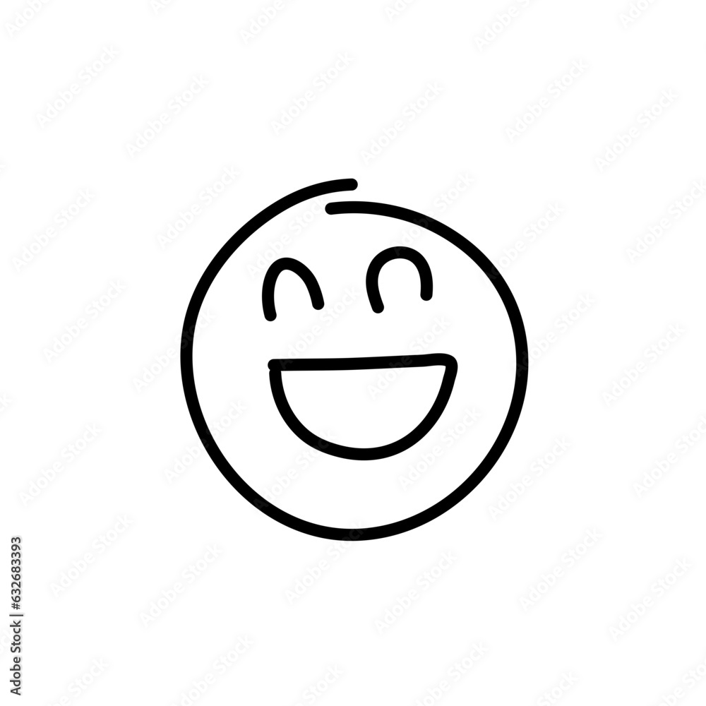 outline style happy emoji icons. Web logo. For digital design, banners, postcards, prints, decor. Isolated and hand drawn cartoon illustration.