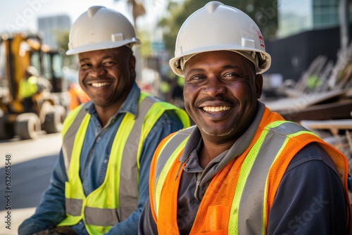 African american construction workers working on a project in California