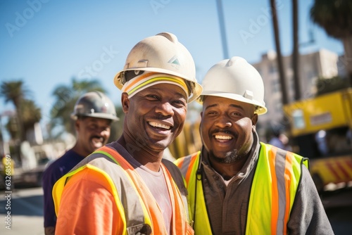 African american construction workers working on a project in California