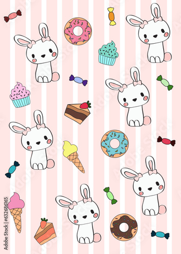 Background with rabbits and sweets