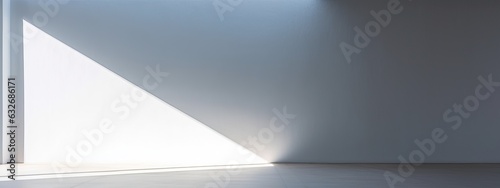 Original widescreen background image in minimalistic design with geometric shapes of light and shadow for presentation of various products in grey-blue tones