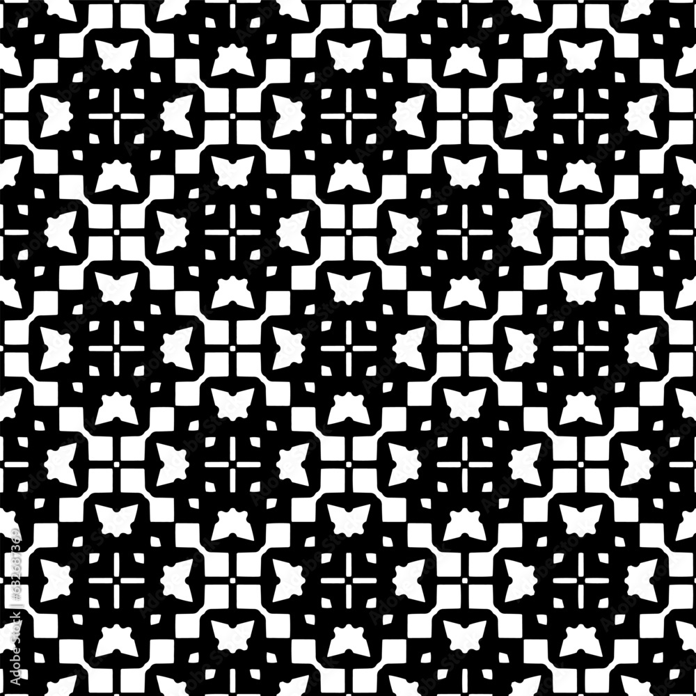 Black and white  pattern . Figures ornament.Seamless pattern for fashion, textile design,  on wall paper, wrapping paper, fabrics and home decor.