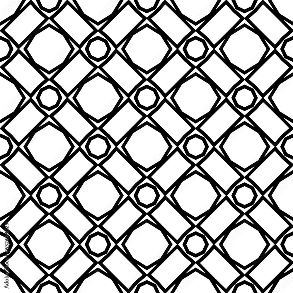 Naklejka premium Black and white pattern . Figures ornament.Seamless pattern for fashion, textile design, on wall paper, wrapping paper, fabrics and home decor.