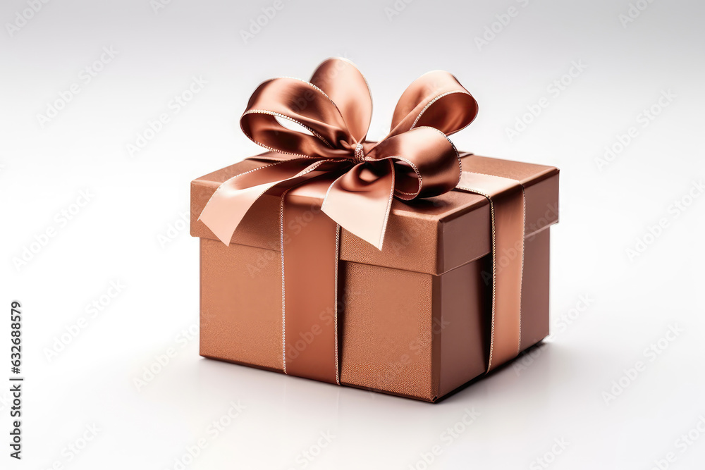 Brown Gift Box On White Background. Generative AI Brown Gift Box On White Background. Generative AI