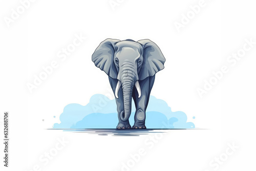 Elephant, Minimalist Style, White Background Cartoonish, Flat Illustration.. Generative AI