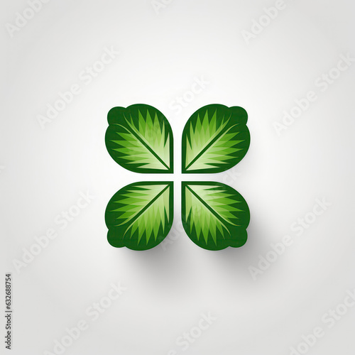 Four Leaf Clover Icon Green Logo. Generative AI photo