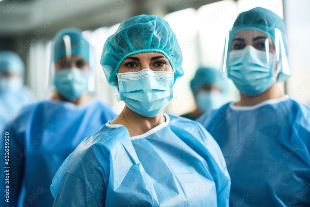 Team of surgeons performing an operation in a hospital photo with empty space for text Team of surgeons performing an operation in a hospital photo with empty space for text