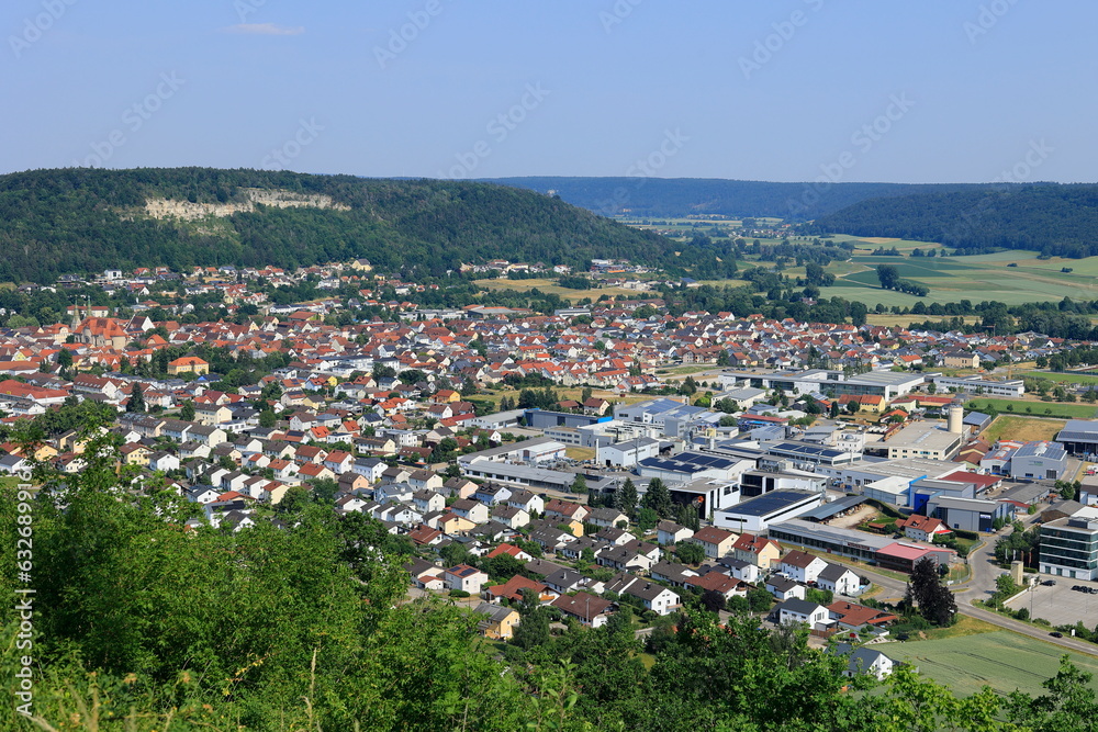 Blick auf den Ort Beilngries im Altmühltal in Bayern