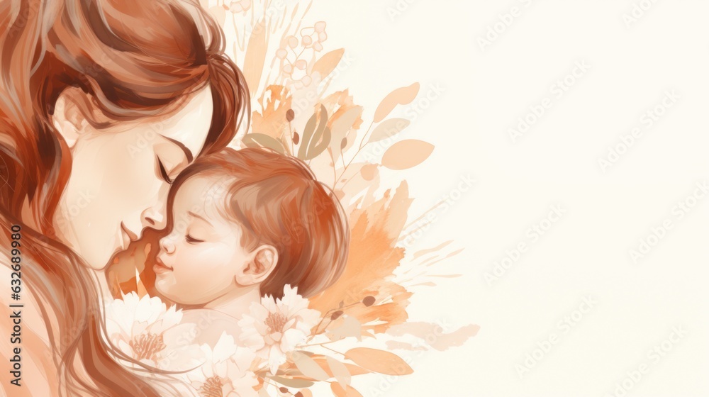 A woman holding a baby in her arms. AI. A woman holding a baby in her arms. AI.