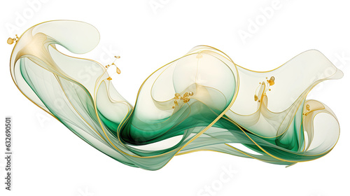 Fototapeta Naklejka Na Ścianę i Meble -  combining pale gold and rich emerald in an abstract futuristic texture isolated on a transparent background, generative ai