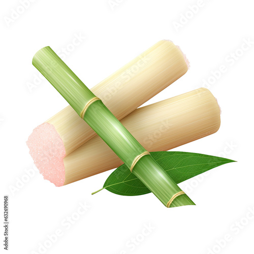 Sugar cane with leaves  cut out.