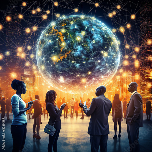 group of people holding globe