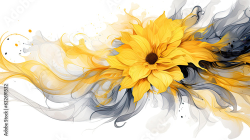 combining sunflower yellow and misty gray in an abstract futuristic texture isolated on a transparent background, generative ai © Perfect PNG