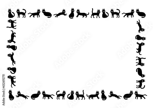 黒猫アイコンのフレームイラスト