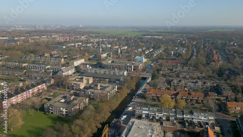 Aerial view on a residential area in the dutch town named Wassenaar, the Netherlands