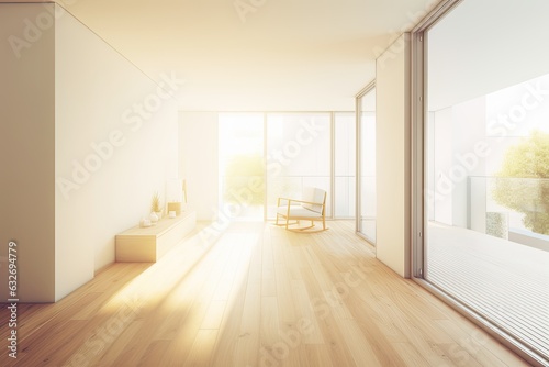 A spacious window and a bright, white space. Generative AI