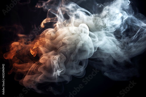 Halloween. Magical white-gold smoke on black background