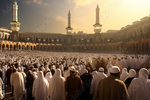 Devout Muslim Pilgrims from Around the World Perform Umrah & Hajj at the Iconic Haram Mosque in Mecca, Saudi Arabia
