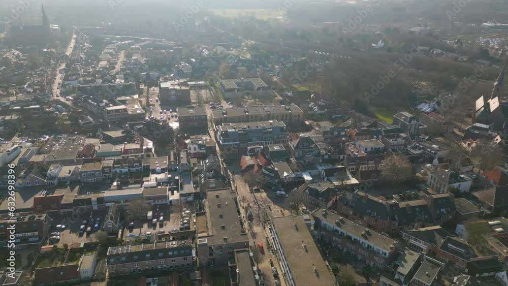 Aerial drone view of the town center in Wassenaar, the Netherlands Aerial drone view of the town center in Wassenaar, the Netherlands