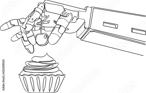 Robotic Assistance for Cupcake Decorating, AI and Robots Enhance Food Presentation, Smart Robots Elevate Cupcake Garnishing in Eateries