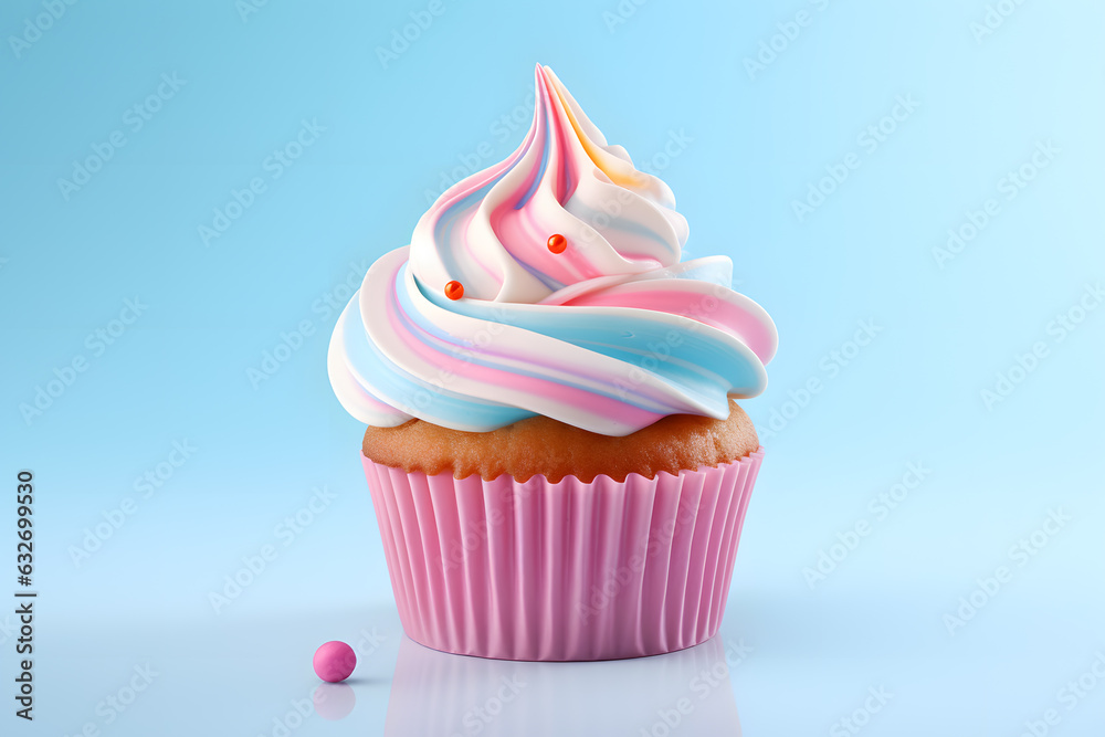 Colorful cupcake 3d illustration isolated Colorful cupcake 3d illustration isolated