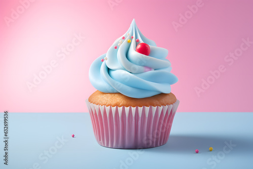 Colorful cupcake 3d illustration isolated