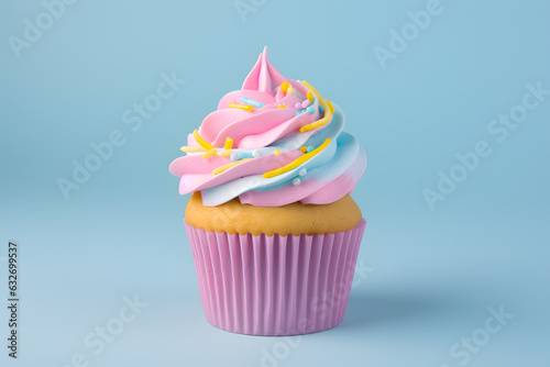 Colorful cupcake 3d illustration isolated