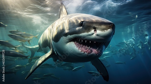 The great white shark is always fierce in the sea