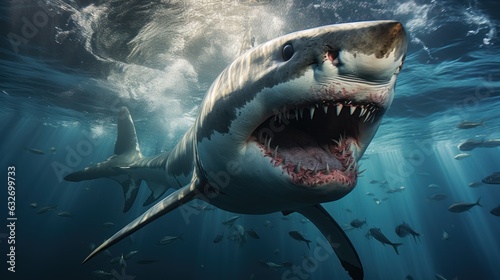 The great white shark is always fierce in the sea