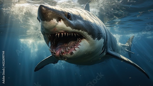 The great white shark is always fierce in the sea