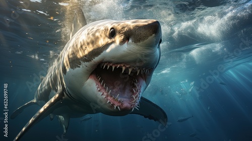 The great white shark is always fierce in the sea